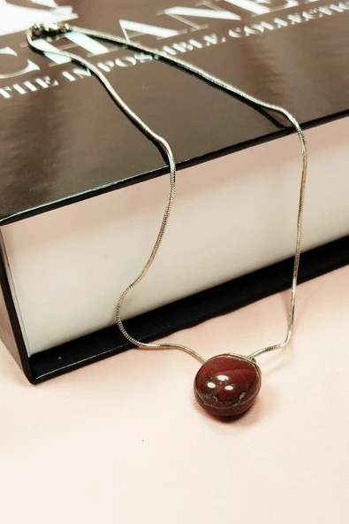 LitaeTrend Kantaşı Doğal Taşı Zincirli El Yapımı Kolye Uç: 2 cm Zincir: 20 cm Kutulu - 5