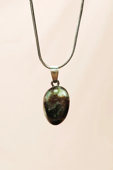 LitaeTrend Turmalin Doğal Taşı Zincirli El Yapımı Kolye Uç: 2 cm Zincir: 20 cm Kutulu - Resim 3