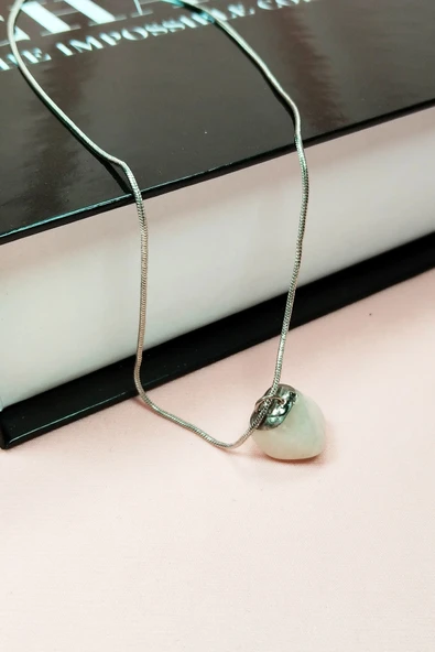 LitaeTrend Aytaşı Doğal Taşı Zincirli El Yapımı Kolye Uç: 2 cm Zincir: 20 cm Kutulu - 5