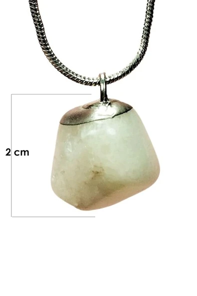 LitaeTrend Aytaşı Doğal Taşı Zincirli El Yapımı Kolye Uç: 2 cm Zincir: 20 cm Kutulu - 2