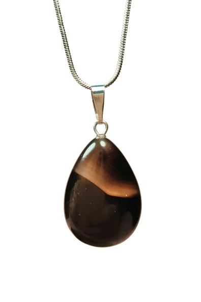 LitaeTrend Onix Kuvars Doğal Taşı Zincirli El Yapımı Kolye Uç: 2 cm Zincir: 20 cm Kutulu ürün görseli 1