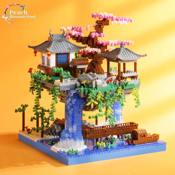 CAXIMSY Çin Mimarisi, Kiraz Çiçeği Bonsai Ağacı Ev Yapı Blok Setleri - 3320 Parça - 3