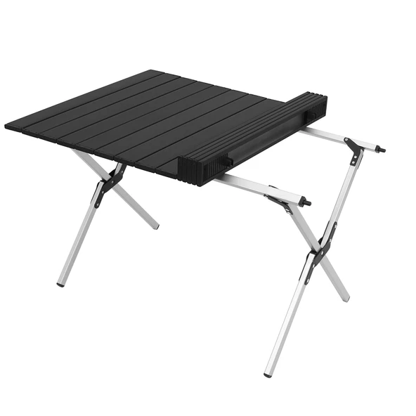 Katlanabilir Alüminyum Kamp ve Piknik Masası, Omuz Askılı Taşıma Çantasıyla L , Siyah - Resim 4