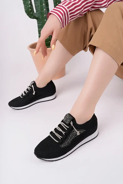 Kadın Taş Detaylı Triko Günlük Ayakkabı - Resim 2