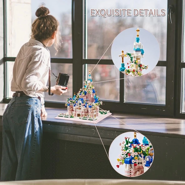 Kadablk Çiçekli Mimari Kale Serisi Mikro Blok Yapı Setleri - 4000+ Parça - 4