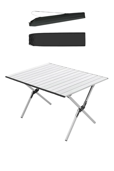 Katlanabilir Alüminyum Kamp ve Piknik Masası, Omuz Askılı Taşıma Çantasıyla L , Gümüş ürün görseli 1