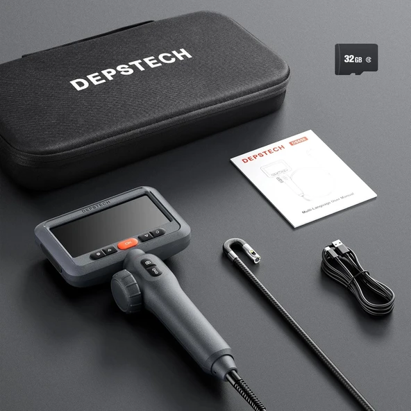 DEPSTECH Çift Lensli, Eklemli Endüstriyel Endoskop, 5 Inc Ekran - 3m Kablo - 6