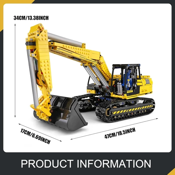 Mould King 13112 RC Ekskavatör Yapım Seti, APP Uzaktan Kumandalı - 1830 Parça - 2