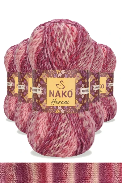 LitaeTrend 5 Adet Hercai Ebruli Hırka Kazak Atkı Bere El Örgü İpi Yünü 7318