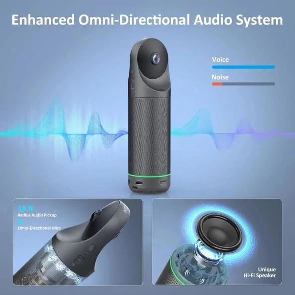 NexiGo Meeting 360 Ultra (3. Nesil) Gelişmiş Hepsi Bir Arada Konferans Kamera Sistemi - 8