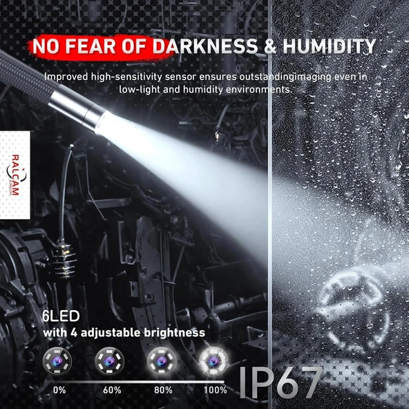 Ralcam Joystick 4 Yönlü 360° Işıklı Eklemli Boroskop Kamerası 6.2mm - 1.5m Kablo - 4