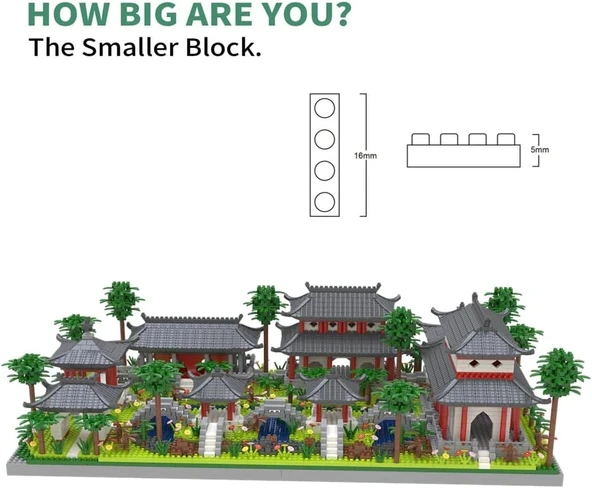 Kadablk Suzhou Bahçesinin Çin Tarzı Mimarisi, 3'lü Arka Bahçe Seti - 3988 Parça - 3