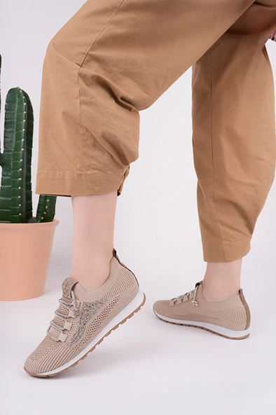 Kadın Taş Detaylı Triko Günlük Ayakkabı - Resim 5