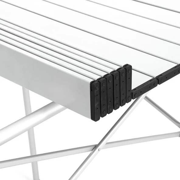 Alüminyum Katlanabilir Kamp ve Piknik Masası - Omuz Askılı Taşıma Çantasıyla XL - Gümüş - Resim 2