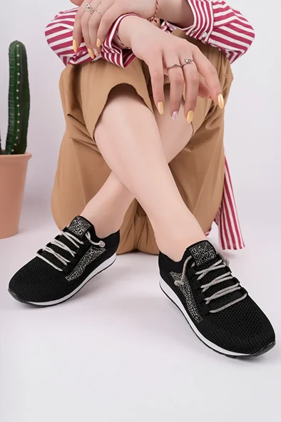 Kadın Taş Detaylı Triko Günlük Ayakkabı ürün görseli