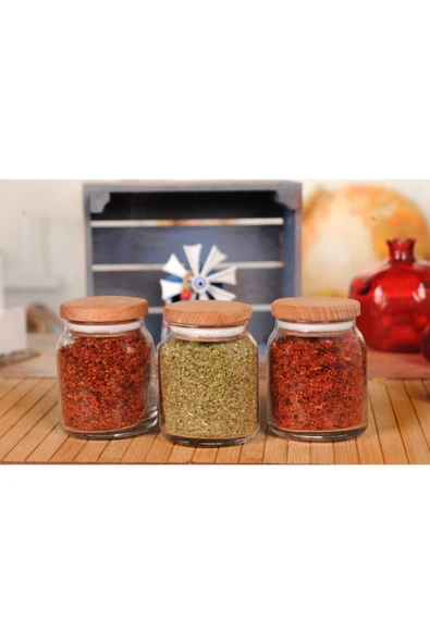 Berry 3'lü Ahşap Kapaklı Kavanoz 290 Cc