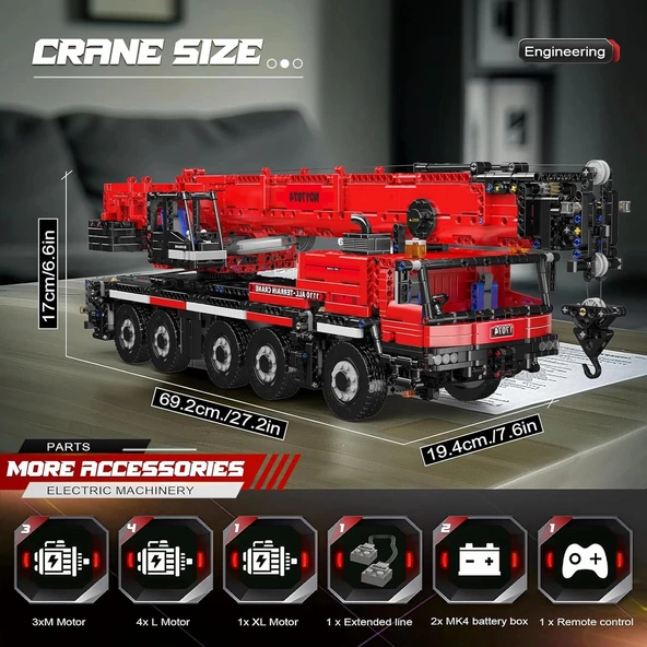 Mould King 17074 Mobil İnşaat Vinç Oyuncak Seti, APP - 3218 Parça - 2