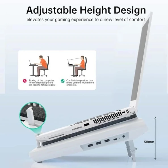 llano V12 Dizüstü Bilgisayar Soğutma Pedi 5.5" Turbofan (RGB Yok) - 3