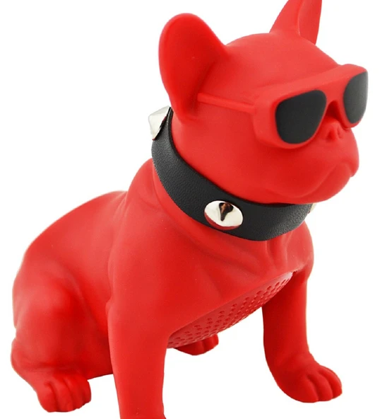 Sonia Desingshop Gözlüklü Bulldog Köpek Bluetooth Kablosuz Hoparlör Ses Bombası Kırmızı ürün görseli