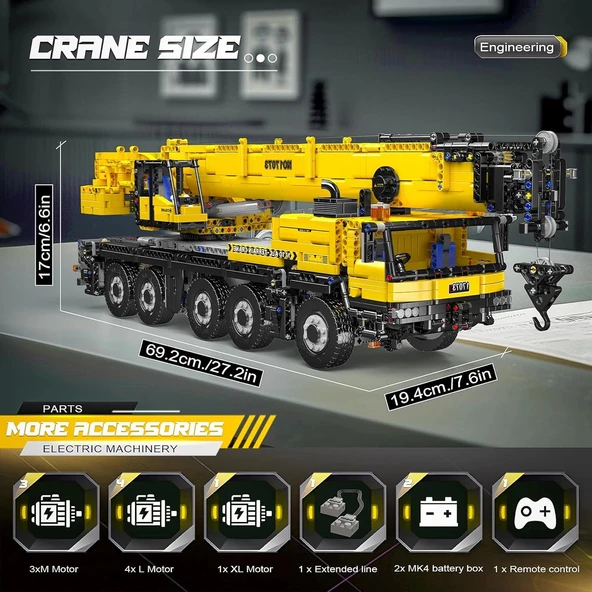 Mould King 17073 Mühendislik Kamyonu İnşaat Seti, Uzaktan Kumandalı - 3218 Parça - 3
