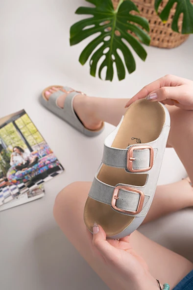 Kadın Rahat Taban Çift Tokalı Yazlık Terlik - Resim 9