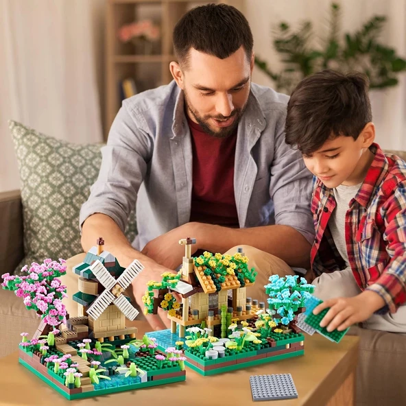 Kadablk Sakura Ağaç Ev Dostluk Yel Değirmeni Model Yapım Seti - 1200 Parça - 2