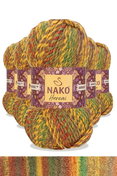 LitaeTrend 5 Adet Hercai Ebruli Hırka Kazak Atkı Bere El Örgü İpi Yünü 7252