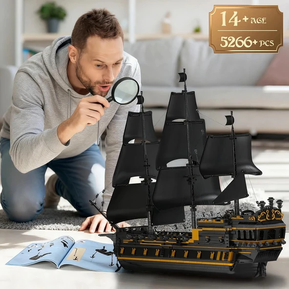 Mould King Siyah İnci Büyük Korsan Gemisi Model Yapım Setleri - 5266+ Parça - 6