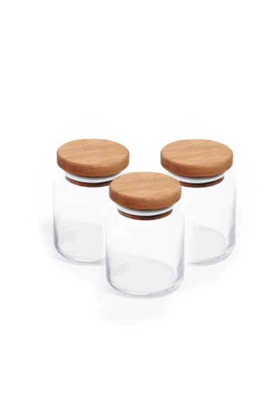 Berry 3'lü Ahşap Kapaklı Kavanoz 290 Cc - 2