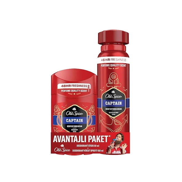Old Spice Captain Deodorant Stick 50 ml + Captain Deodorant Vücut Spreyi 150 ml Avantajlı Paket ürün görseli