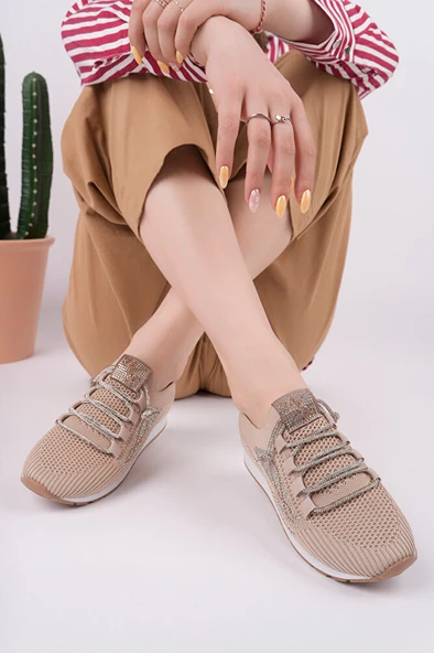 Kadın Taş Detaylı Triko Günlük Ayakkabı - Resim 4