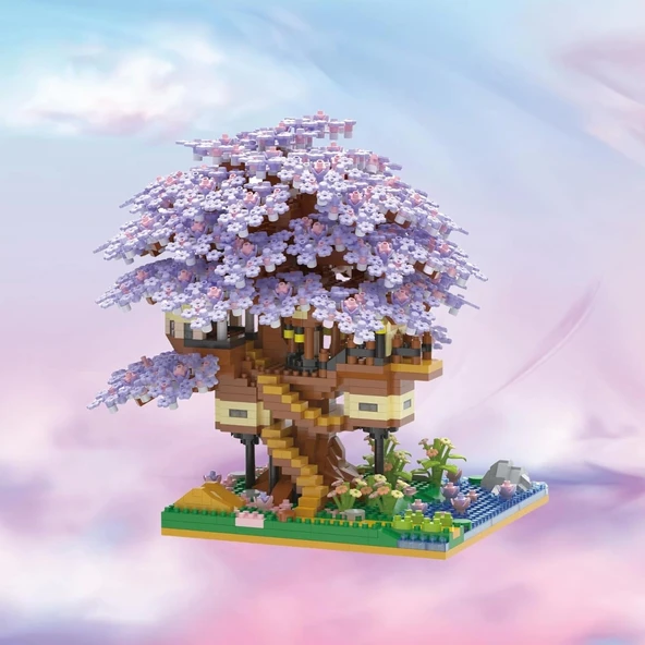 Kadablk Sakura Ağacı Ev Modeli Mikro Blok Seti - 2229 Parça - 2