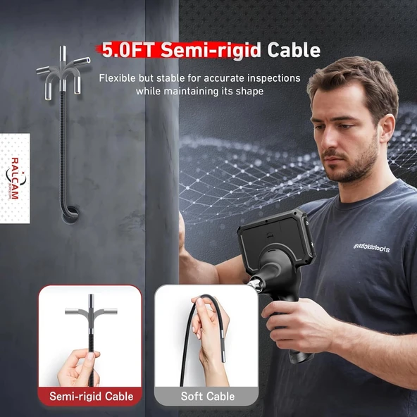 Ralcam Joystick 4 Yönlü 360° Işıklı Eklemli Boroskop Kamerası 6.2mm - 1.5m Kablo - 5