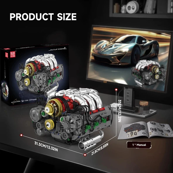 Mould King Flat-Six Motor Model Kiti - Pil ve Motorlu Yapı Seti - 2375+ Parça - 2