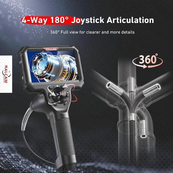 Ralcam Joystick 4 Yönlü 360° Işıklı Eklemli Boroskop Kamerası 6.2mm - 1.5m Kablo - 2