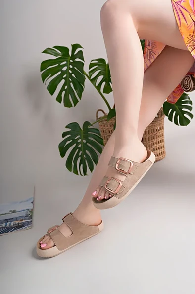 Kadın Rahat Taban Çift Tokalı Yazlık Terlik - Resim 6