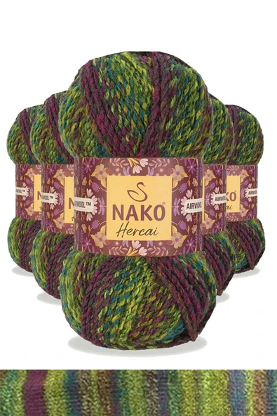 LitaeTrend 5 Adet Hercai Ebruli Hırka Kazak Atkı Bere El Örgü İpi Yünü 7130