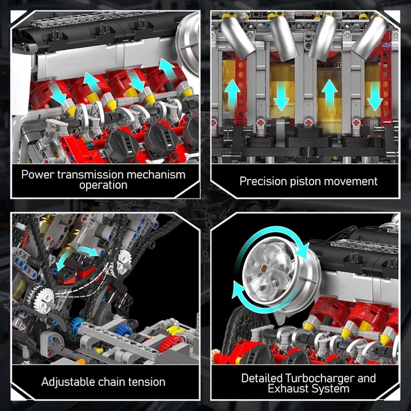 Mould King 10130 V8 Motor Yapı Blokları Seti - 2718 Parça - 6