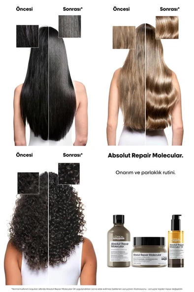 Loreal Professionnel Absolut Repair Molecular Çift Fazlı Saç Bakım Yağı 90 ml - Resim 3