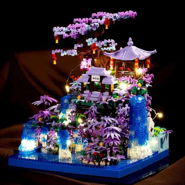 CAXIMSY Kiraz ve Şeftali Çiçeği Ağacı Ev Mikro Yapı Blokları Seti - 2500 Parça - 4