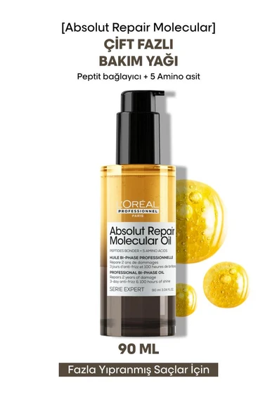 Loreal Professionnel Absolut Repair Molecular Çift Fazlı Saç Bakım Yağı 90 ml ürün görseli 1