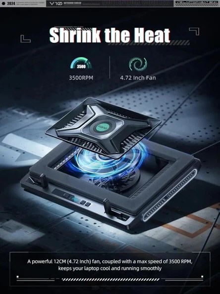 llano V10-SE Oyun Dizüstü Bilgisayarı Soğutma Pedi 3500 RPM Turbofanlı - 2