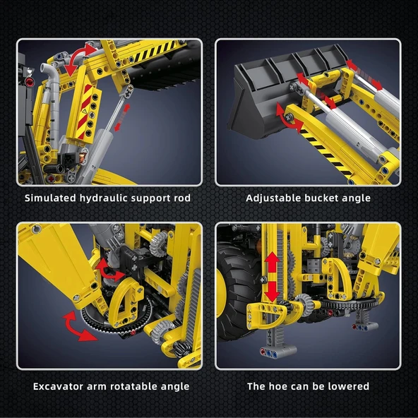 Mould King 17036 Ekskavatör ve Buldozer 2'si 1 Arada, İnşaat - 2239 Parça - 5