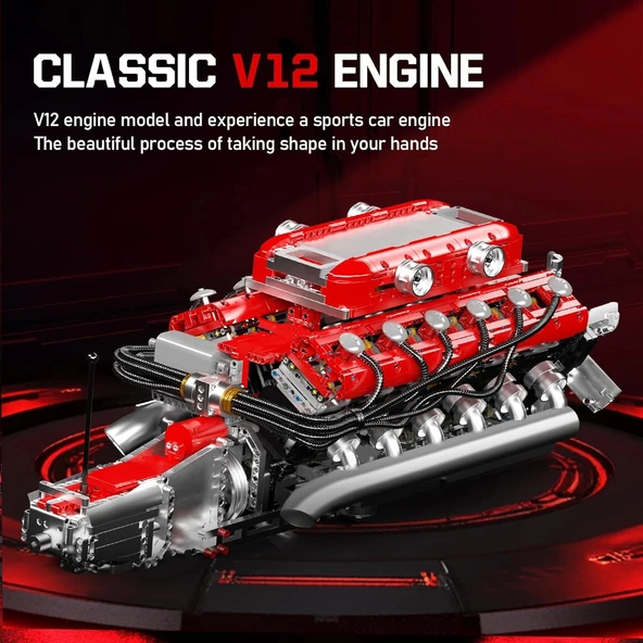 Mould King V12 Motor - Pil ve Motorlu MOC Mühendislik Model Kiti - 3472 Parça - 4