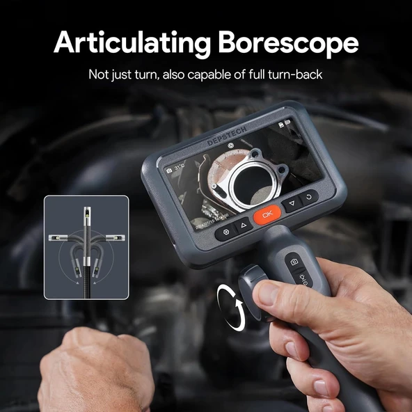 DEPSTECH Çift Lensli, Eklemli Endüstriyel Endoskop, 5 Inc Ekran - 3m Kablo - 5