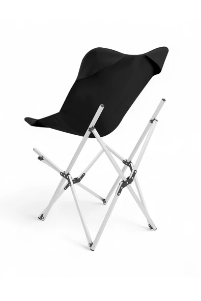 Katlanabilir Lüx Kamp ve Piknik Sandalyesi - Kalın Alüminyum İskelet - Taşıma Çantalı - Siyah - Resim 5