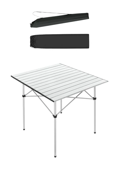 Alüminyum Katlanabilir Kamp ve Piknik Masası - Omuz Askılı Taşıma Çantasıyla XL - Gümüş ürün görseli