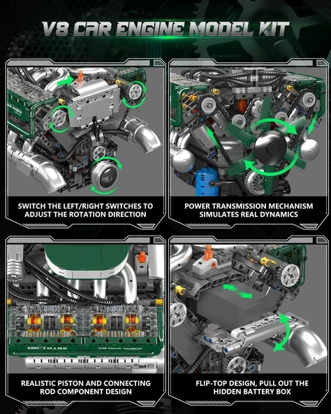 Mould King 10182 V8 Motor Yapı Taşları Setleri - 2250+ Parça - 6