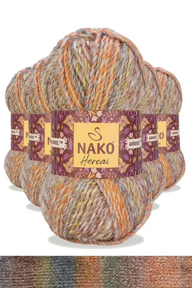 LitaeTrend 5 Adet Hercai Ebruli Hırka Kazak Atkı Bere El Örgü İpi Yünü 76035