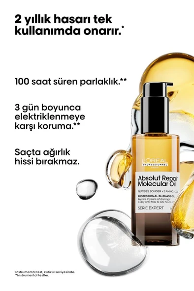 Loreal Professionnel Absolut Repair Molecular Çift Fazlı Saç Bakım Yağı 90 ml - Resim 2